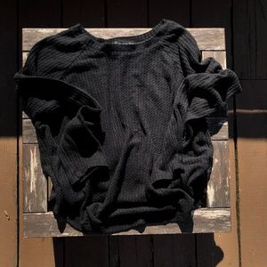 forever 21 black waffle knit long sleeve shirt